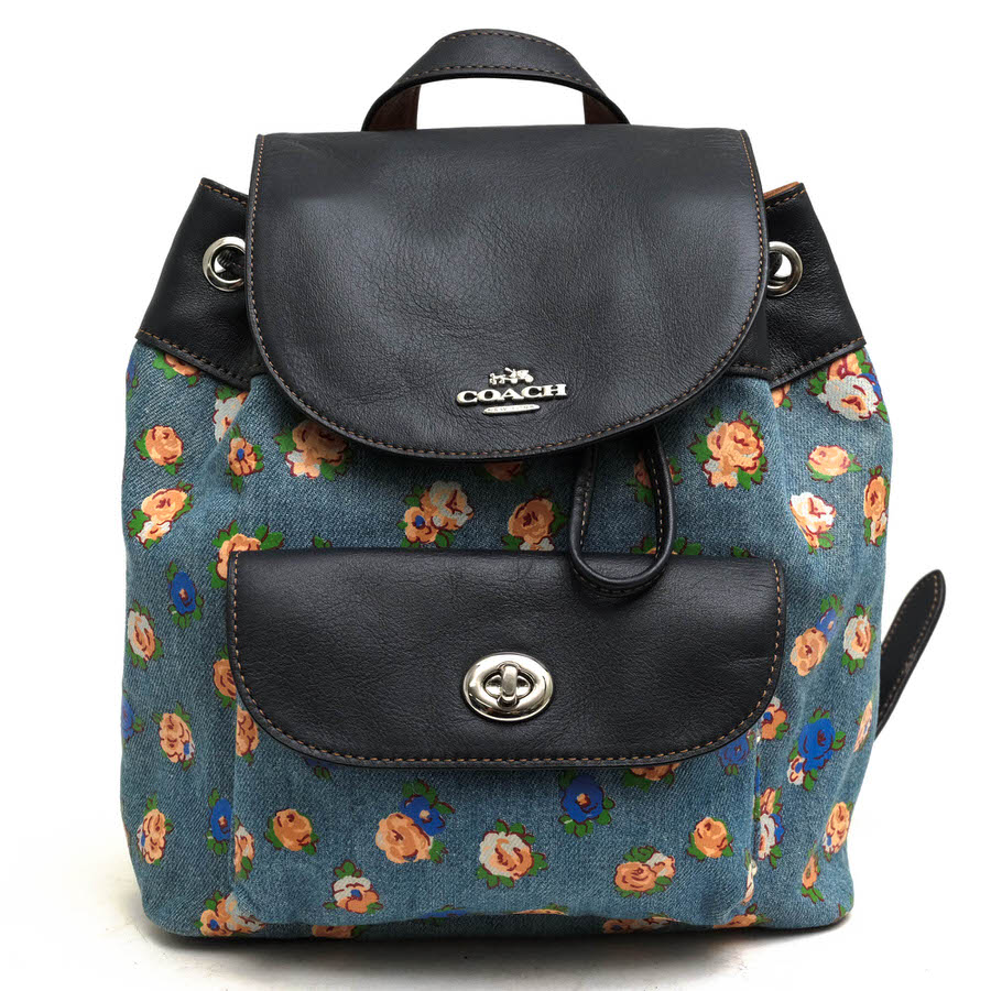 COACH F57754 MINI BILLIE BACKPACK IN PRINTED DENIM AND LEATHER