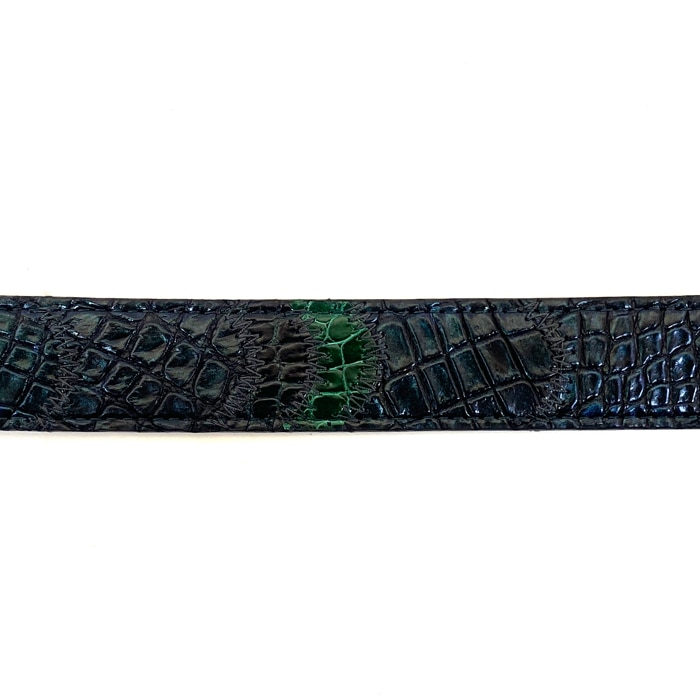 クロコダイル パッチワークベルトストラップ 35mm パヴォーネグリーン