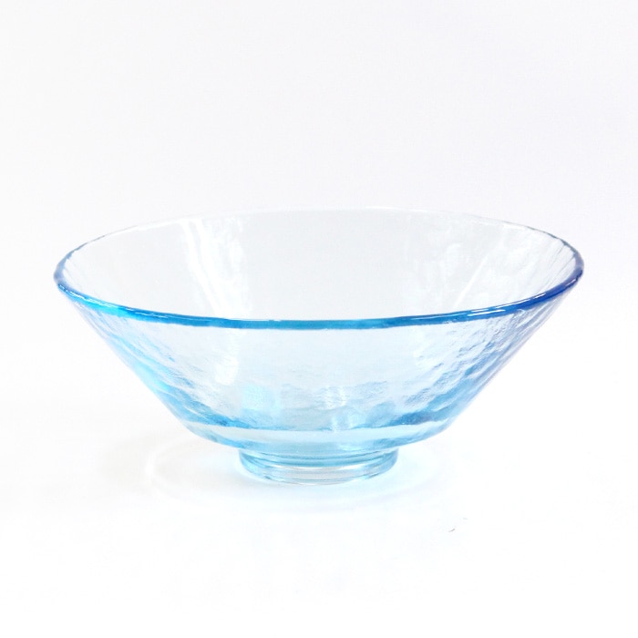 茶道具 抹茶茶碗 耐熱 ガラス 平茶碗 義山 水色 太武朗作