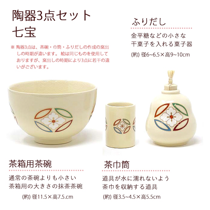 茶道具 茶箱 基本10点 セット 【 花七宝 】（メーカー直送品）【返品