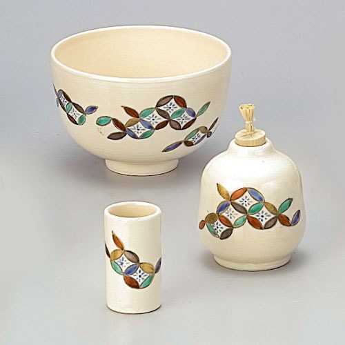 茶道具 茶箱】 茶箱用三点セット(茶碗・振出・茶巾筒) 仁清 破七宝 香