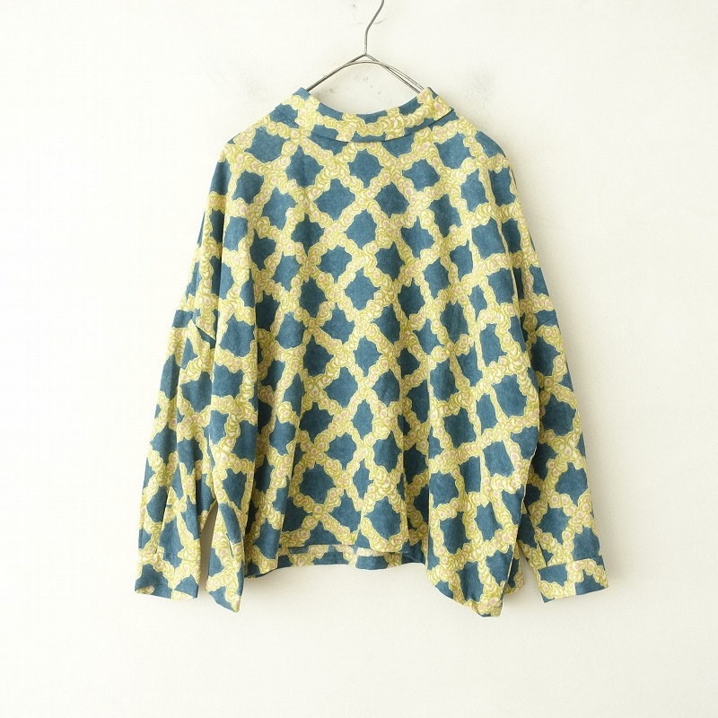 ミナペルホネン mina perhonen petal checkプリントワイドブラウス 38