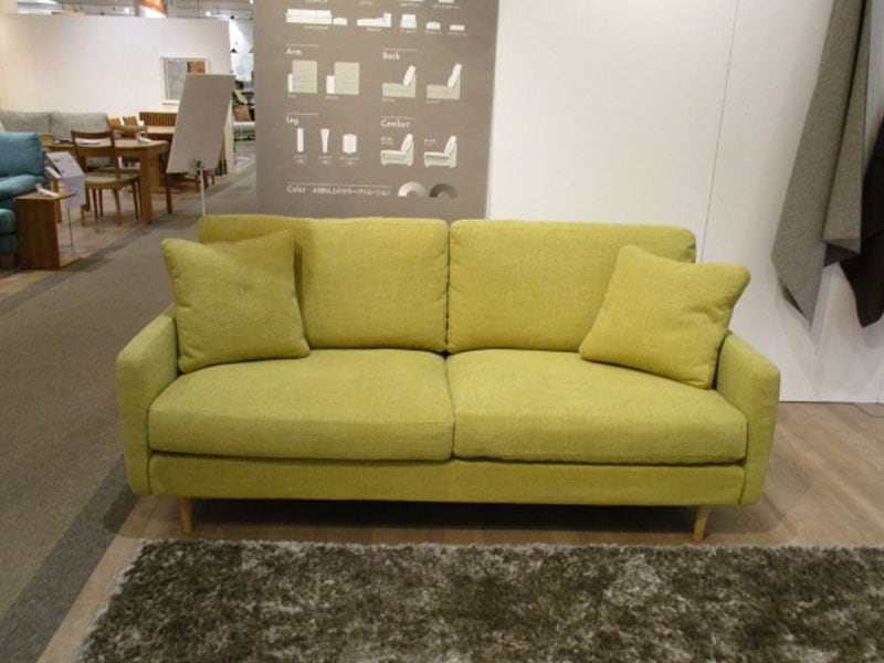 ソファ 2.5人掛け「デュオ3」幅182cm 布ライム色 /南船橋店展示品