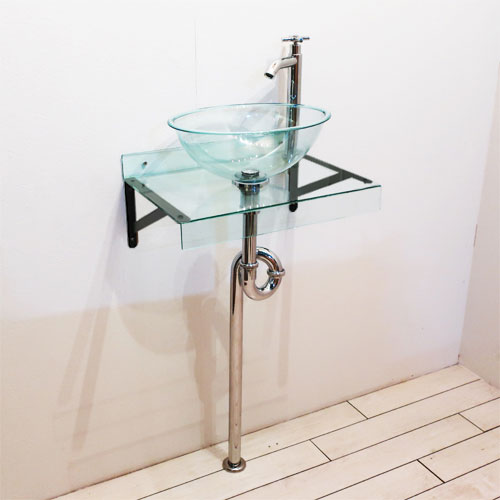 アクリル洗面台セット おしゃれ お得 壁付け 日本製 クリア W450×D320