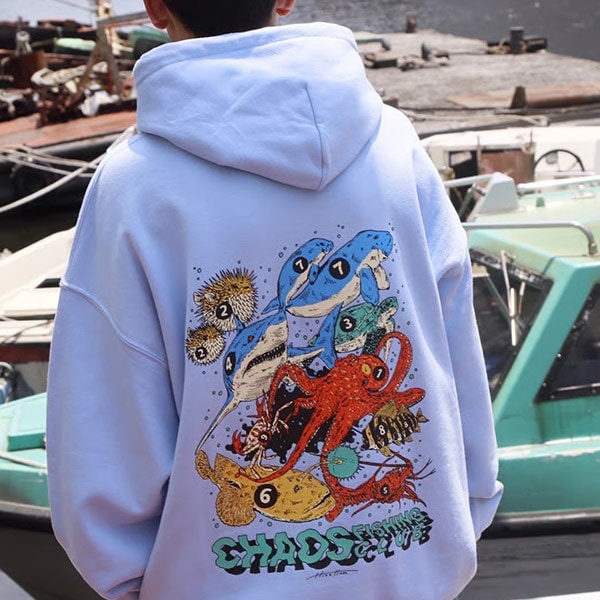 Chaos Fishing Club】ROAD OF THE SEA HOODIE black カオス