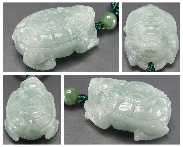 天然良質ひすい本翡翠龍亀精工彫りペンダントネックレス本翡翠天然石