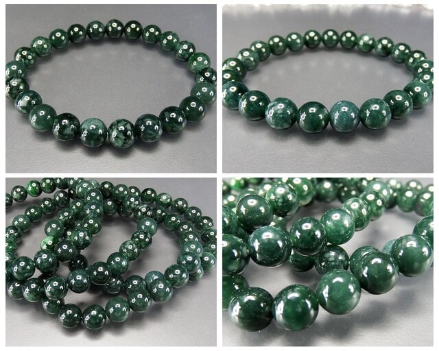 厳選良品深緑色ひすい天然石本翡翠ジェダイト約8mmブレスレット綺麗