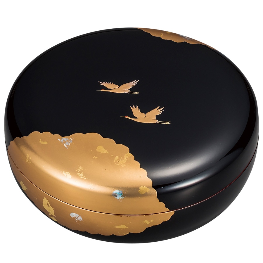 山中漆器 菓子器 光輝 黒 ※叙勲向け菊紋入れ可能 | 丸盆・菓子器