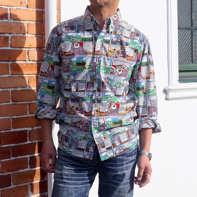 キャプテンサンタ》ストーリー総柄L/SBDシャツ / JOYMARK DESIGN