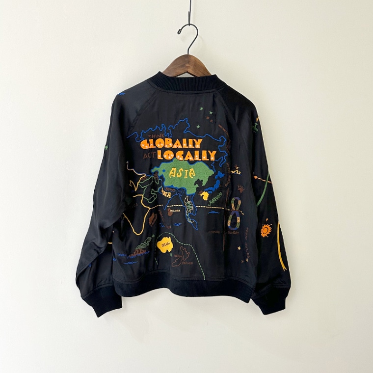 ティグルブロカンテ WorldMap 刺繍 スカジャン unisex Black | TIGRE