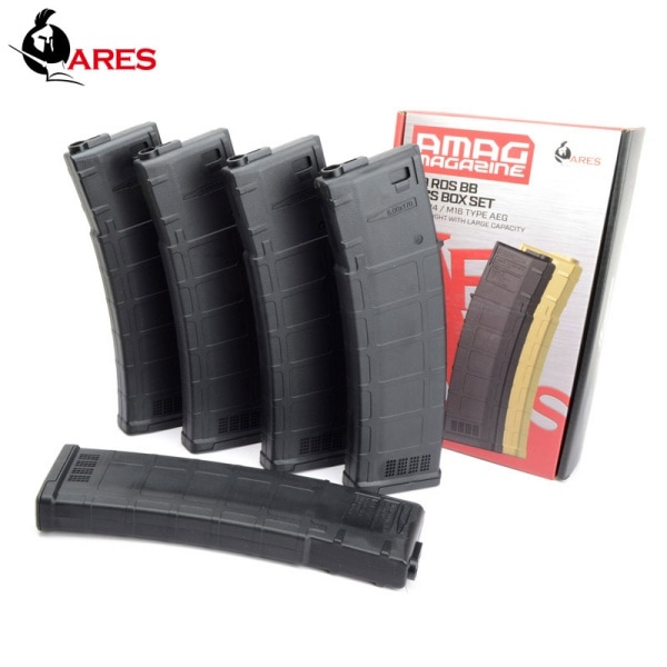 □5本セット□ ARES AMAG ロング M4用 170連 マガジン ブラック