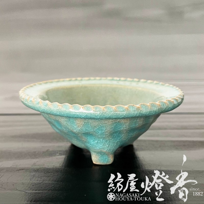 香器/香皿『マルチ香炉【縄目縁(なわめぶち)香炉・緑】紙箱[信楽焼/空