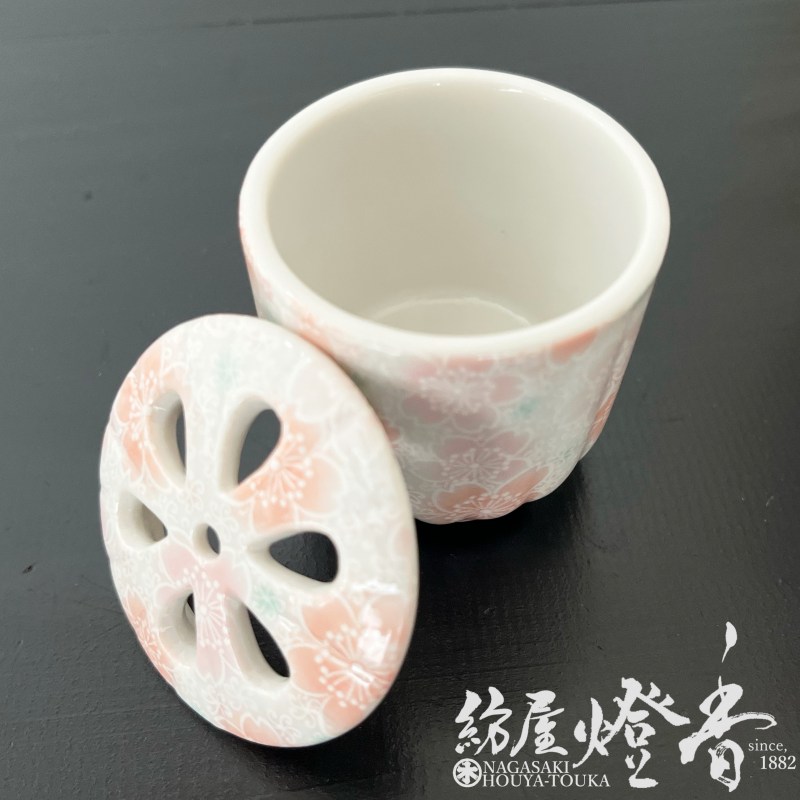 香器『ミニ香炉【おぼろ桜-OBOROZAKURA-】紙箱入[美濃焼/空薫用]』日本