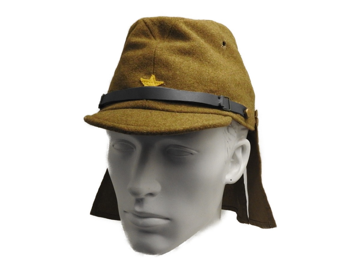 日本陸軍 略帽 軍帽 帽子 下士官 外側 ウール 帽垂れ付 星章 高級 精密