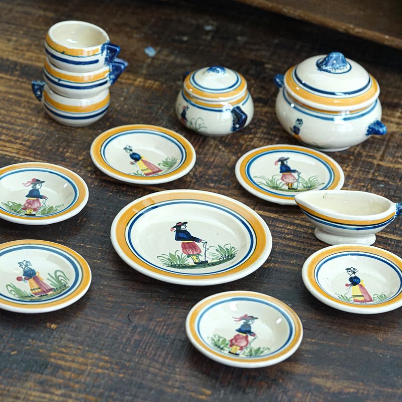 アンリオ・カンペールHenriot Quimer手描きディネット13点1930年代頃