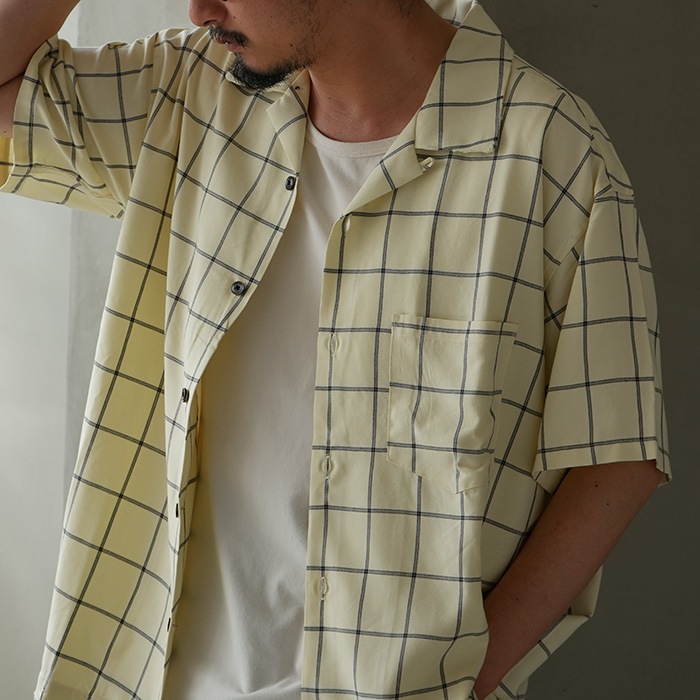 30%OFF】(anc-sh36) / ANCELLM (アンセルム) / RAYON CHECK OPEN