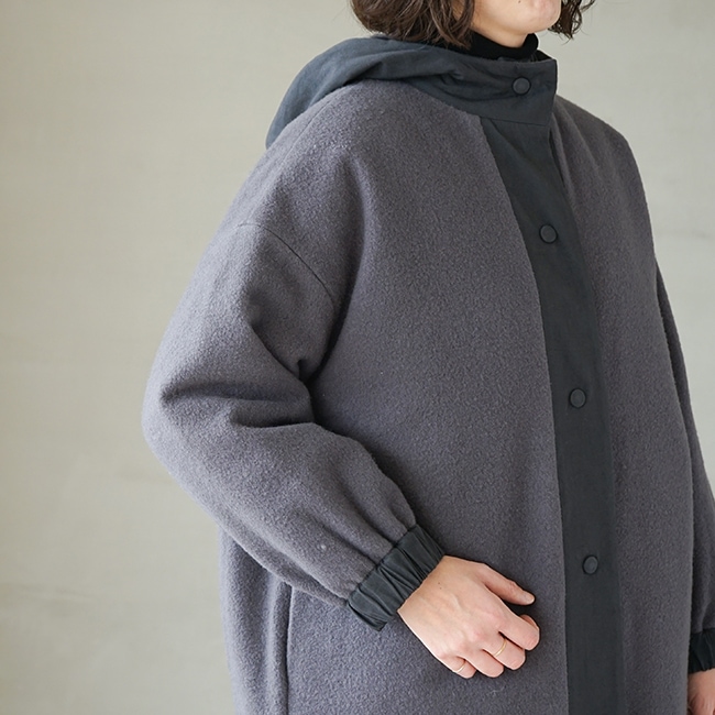 □(e223t180) / evam eva (エヴァムエヴァ) / wool padding hooded