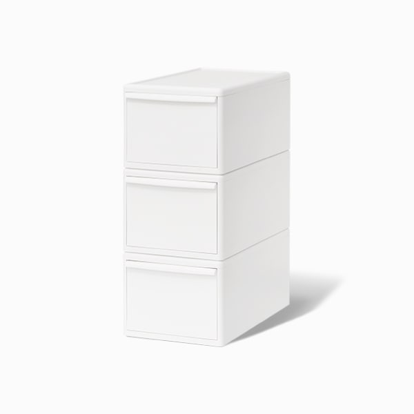 組み合わせて使える収納ケース ミディM 3個組 オールホワイト MOS-02L