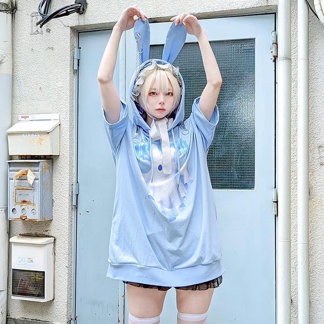 うさ耳ゴーストパーカー【BLACK】｜LISTEN FLAVOR(リッスンフレーバー