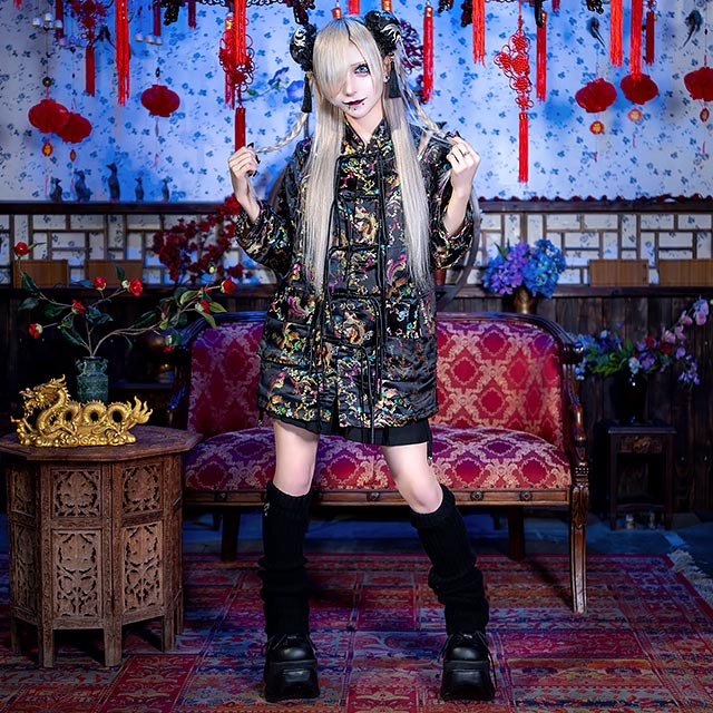 ドラゴンチャイナブロケードシャツ【BLACK DRAGON】｜LISTEN FLAVOR