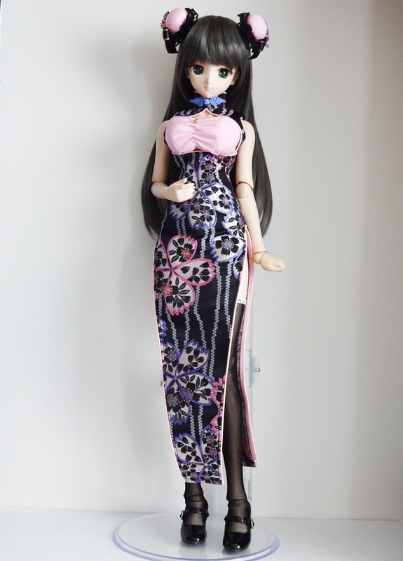 DD(L) フロントセクシー金襴ロングチャイナ（桜雨/ピンクパイピング/紫