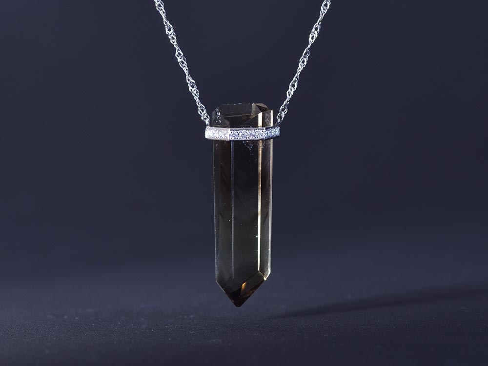 Citrine Smoky Phantom Quartz & Diamond / Pt900 Necklace【stiria