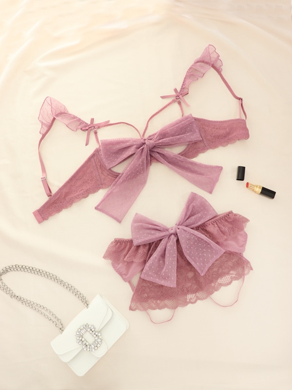Ribonneブラ＆オープンショーツセット｜かわいい下着・ランジェリーの