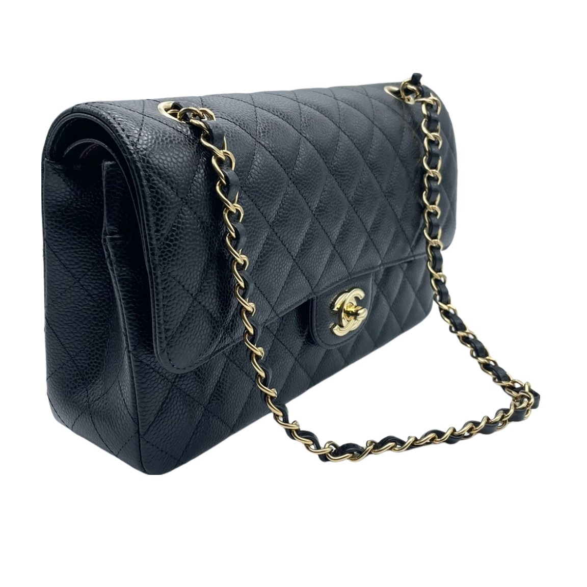 現金特価】シャネル マトラッセ ブラック キャビアスキン ゴールド金具