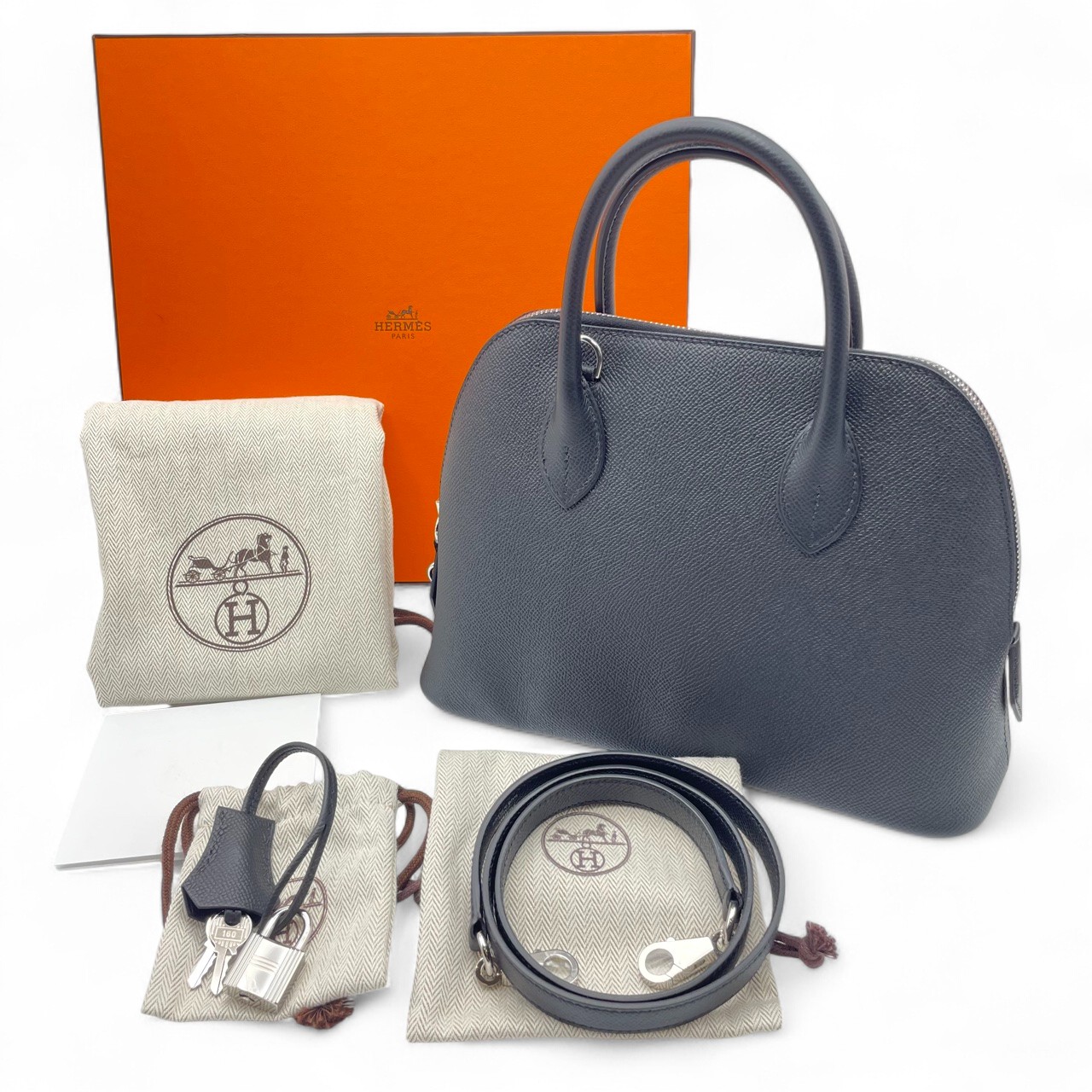 エルメス ボリード1923 25 ノワール エプソン シルバー金具 U刻印