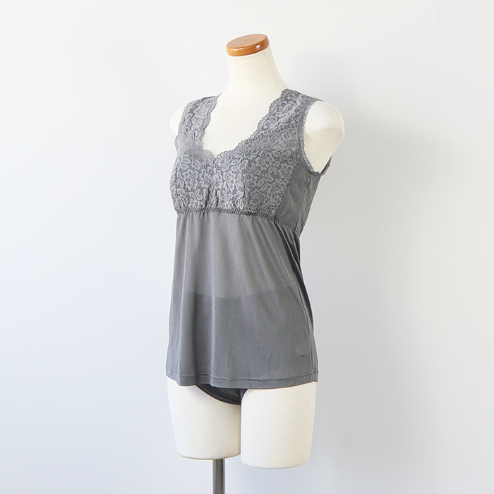 シルク レース＆ソフトカップ付きキャミソール シルク下着,シルク肌着