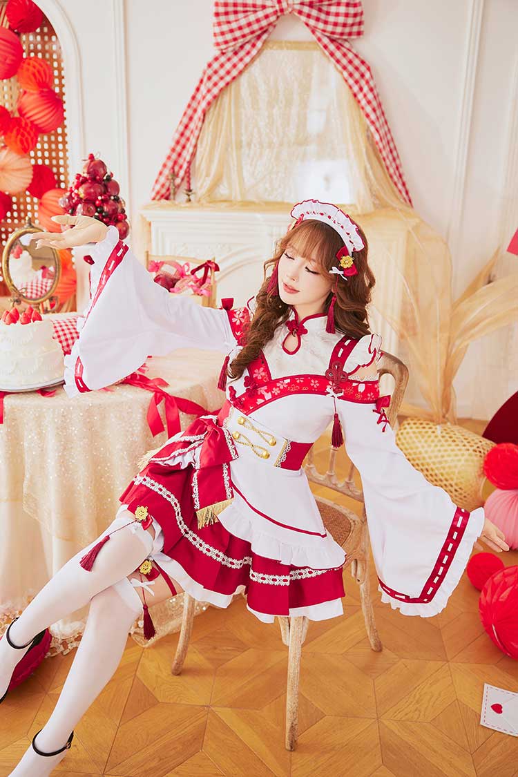 即日発送】ブルームルージュ巫女メイド《オリジナルコスプレ6点セット