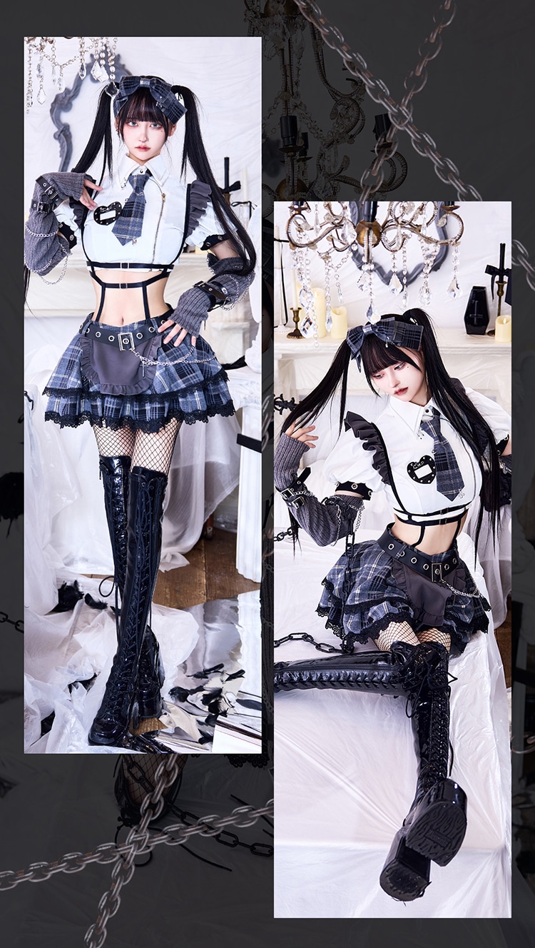 即日発送】ガーリーチェックパンククラッシュメイド《オリジナル