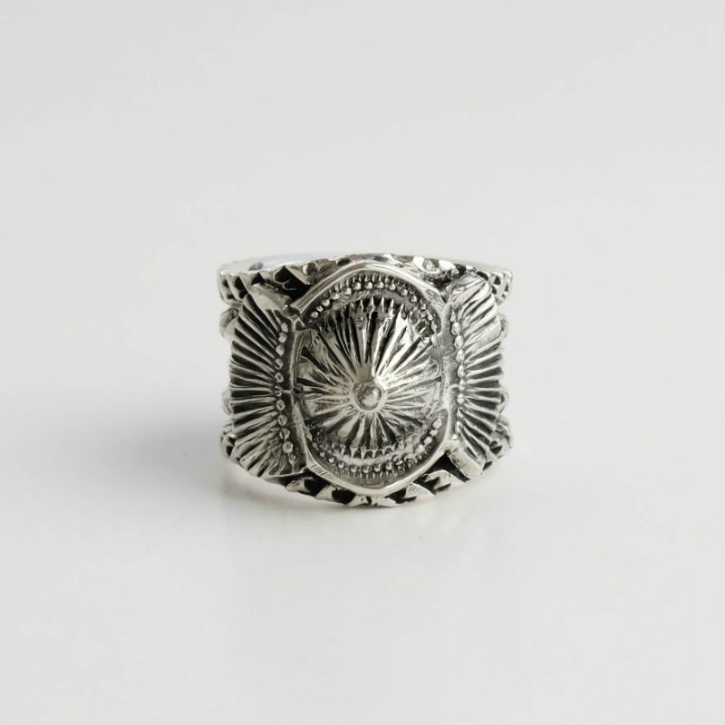 20.5号 アーニーリスター コインシルバー スタンプワーク リング