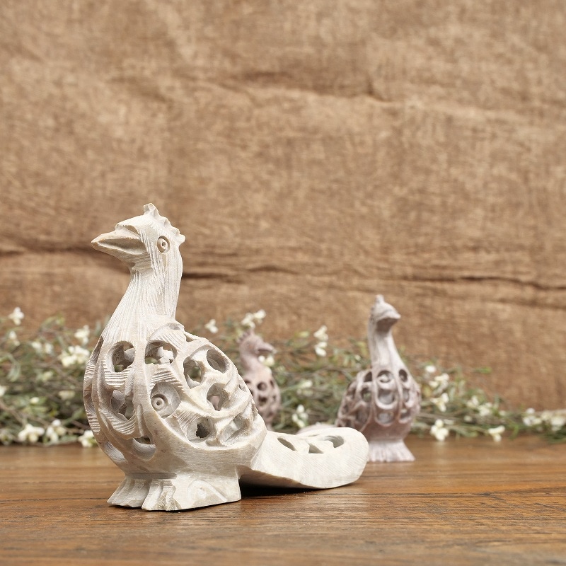 ソープストーン入れ子透かし彫り鼻上げ象｜マライカ公式通販