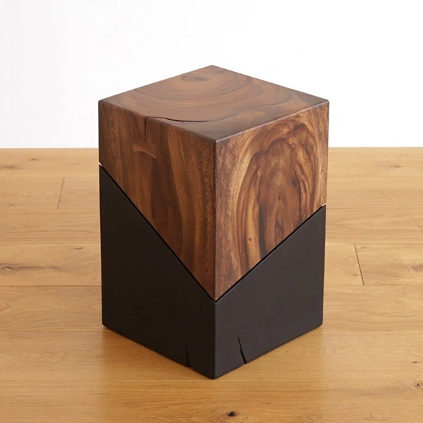 スツール おしゃれ 木製 SOOT サイドテーブル 天然木 四角 花台 木の塊
