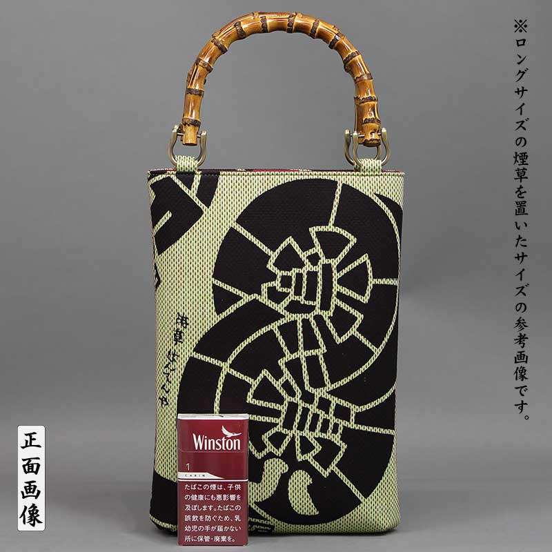 バンブー手提げ【縦型中｜纏頭の柄（緑赤刺子）オプション付】祭用品