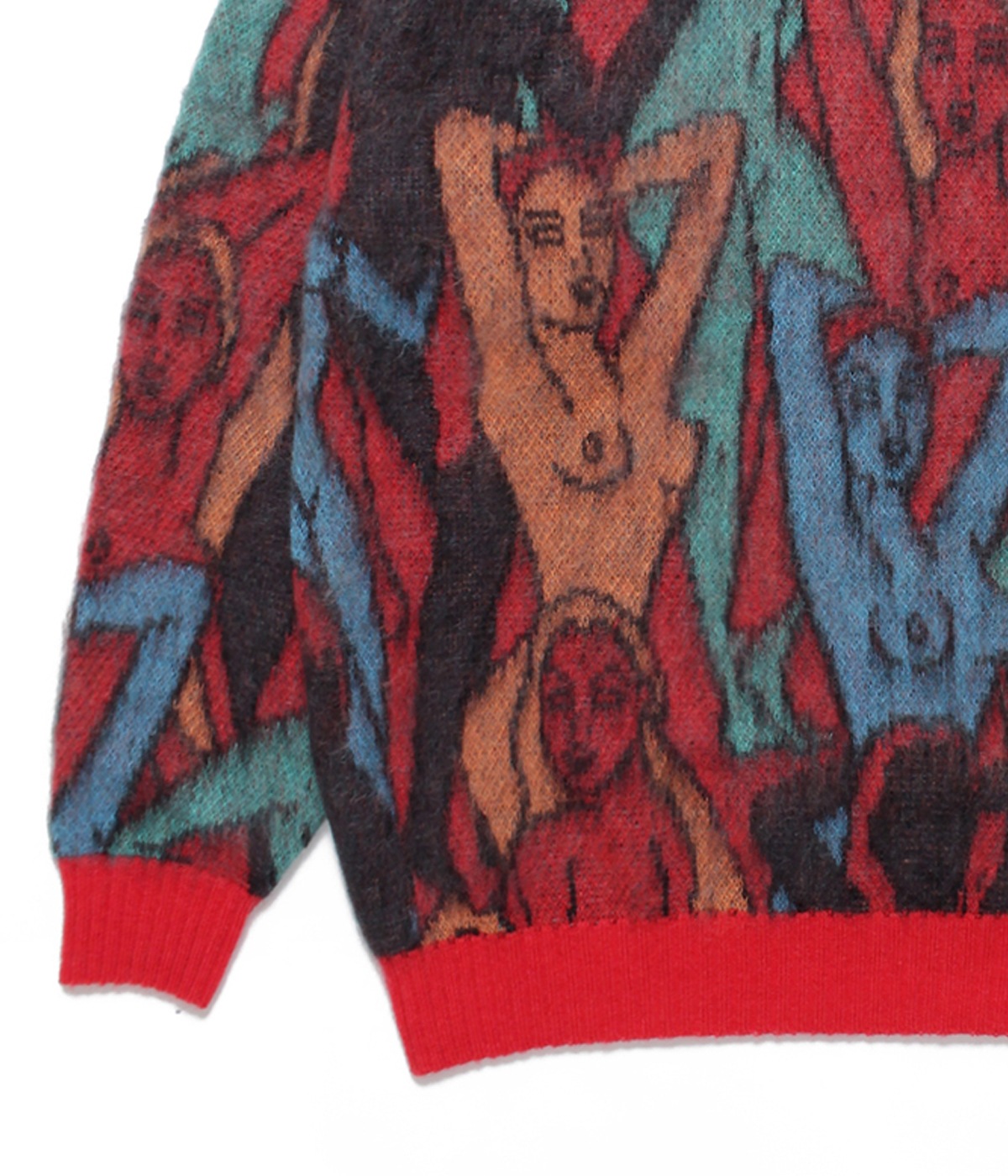 YULA 百女図 MOHAIR KNIT JACQUARD SWEATER【RED】｜WACKO MARIA