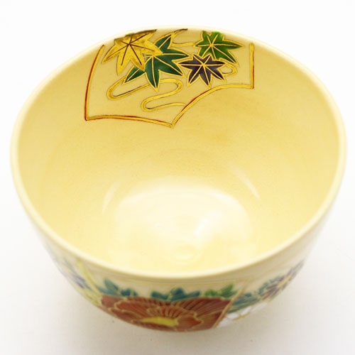 抹茶茶碗 地紙四季草花 通年物 鈴木一点作の通販は【茶道具のみのる園】