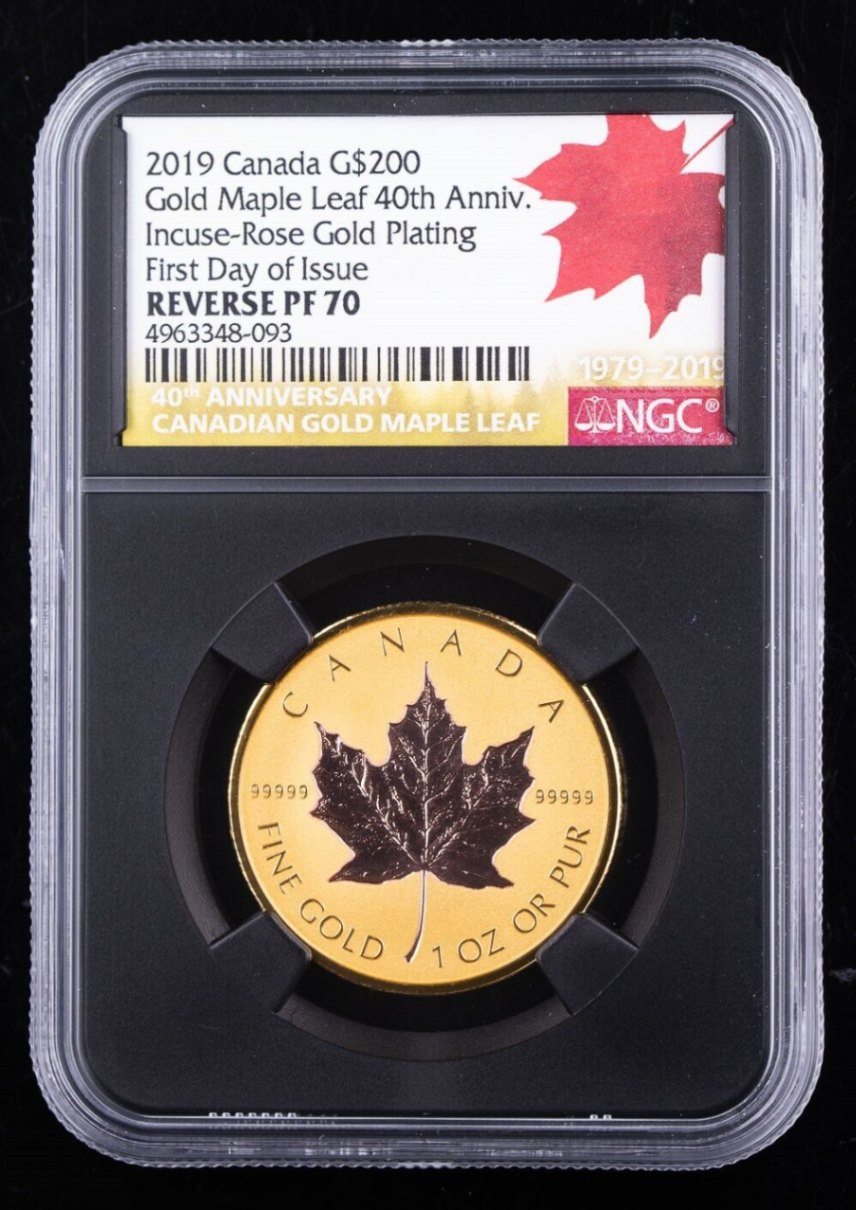 会員様割引なし】【銀行振込割引なし】 2019年 メープルリーフ金貨40