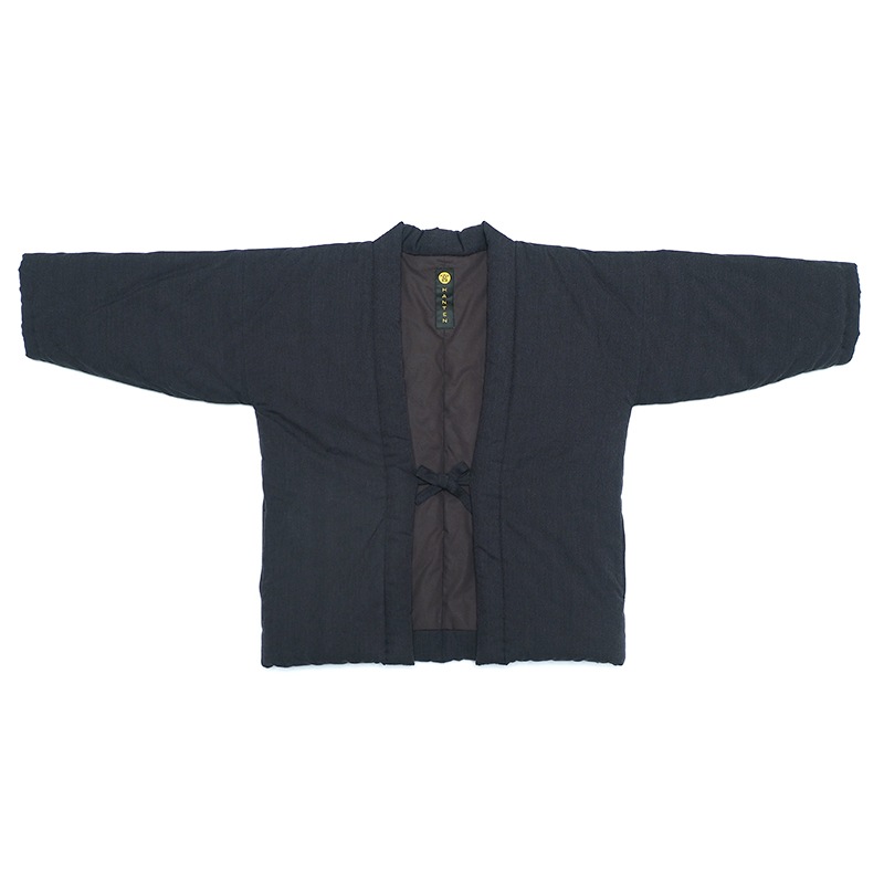 半纏［山並みはんてん shortsized］紺・グレー 混紡わた ショート67cm