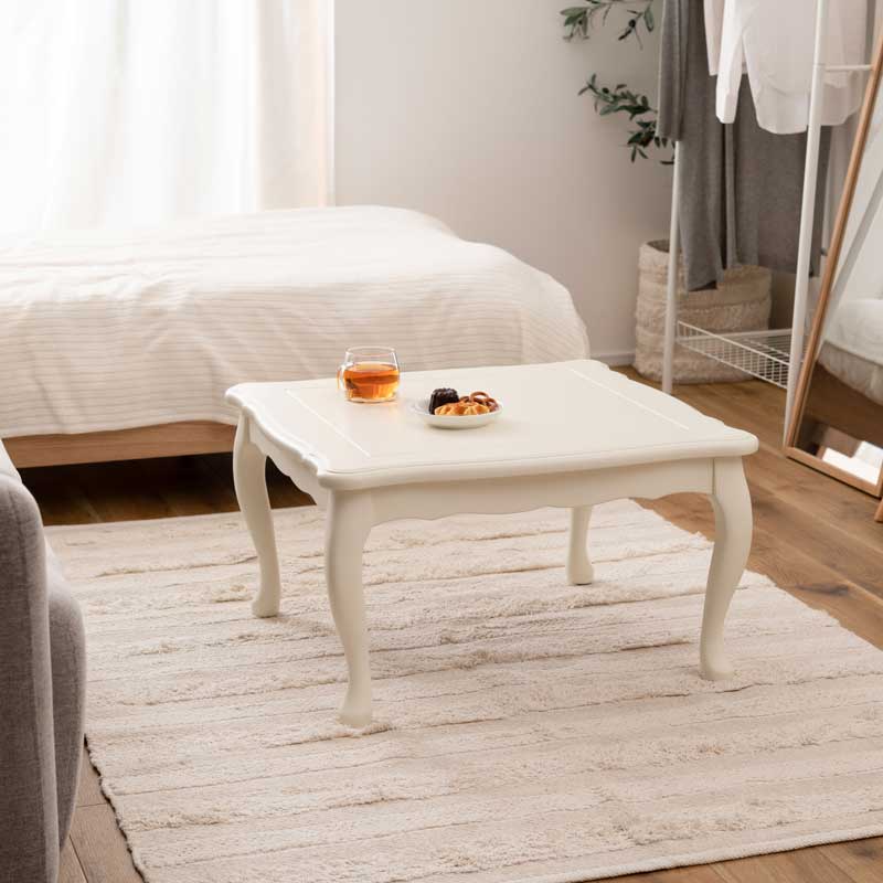 猫脚コタツ｜姫系シャビーな白い優雅さ｜一人暮らしに最適