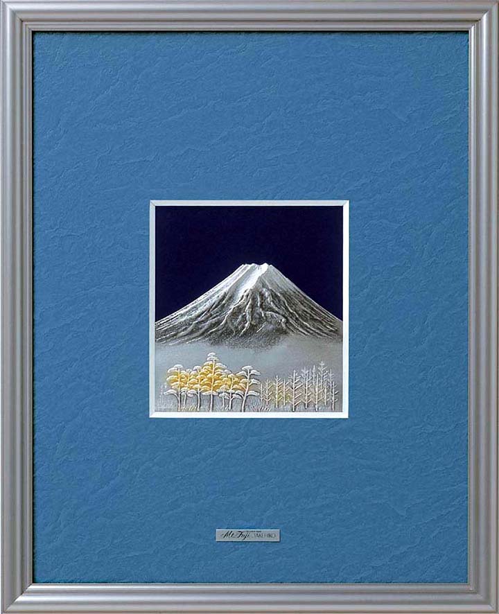 武比古 純銀 金属額 富士 4号 | 銀製品,純銀製レリーフ額,富士 金地
