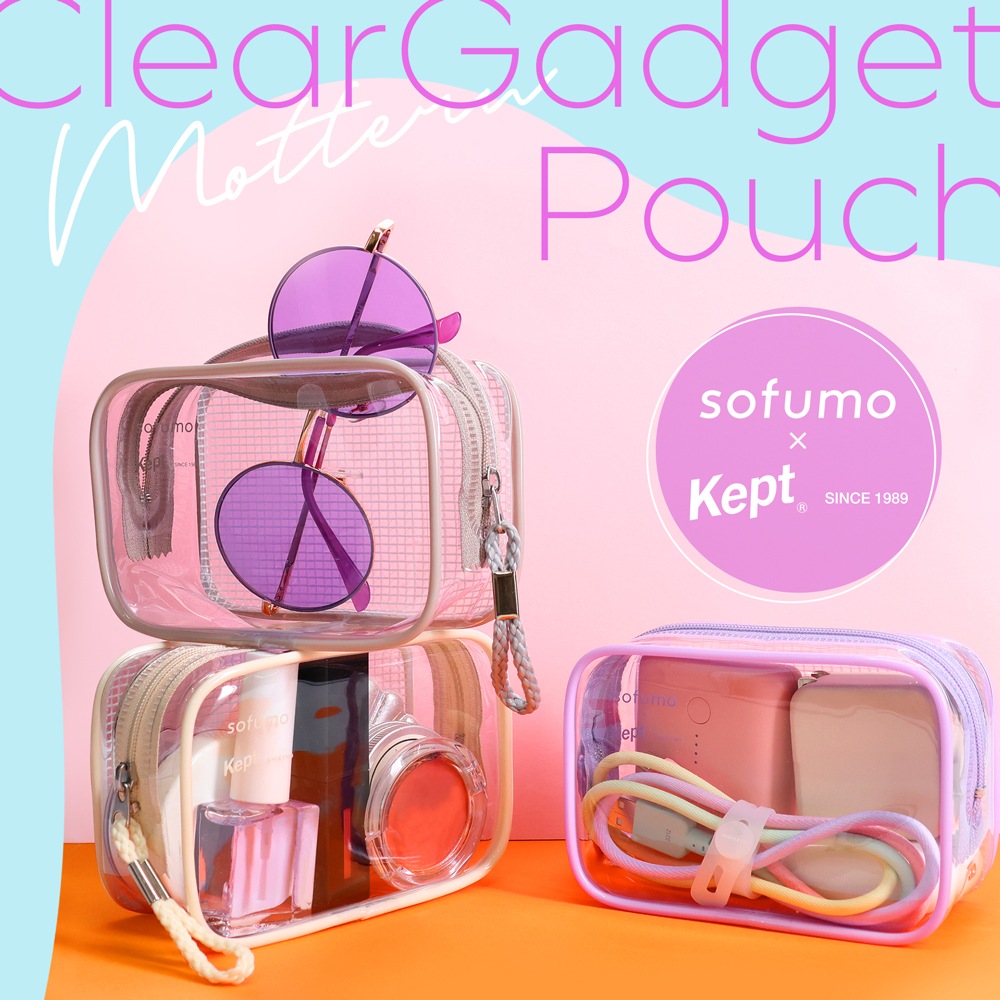 sofumo×Kept クリアガジェットポーチ 自立 全3色（MOT-ACCPCH01
