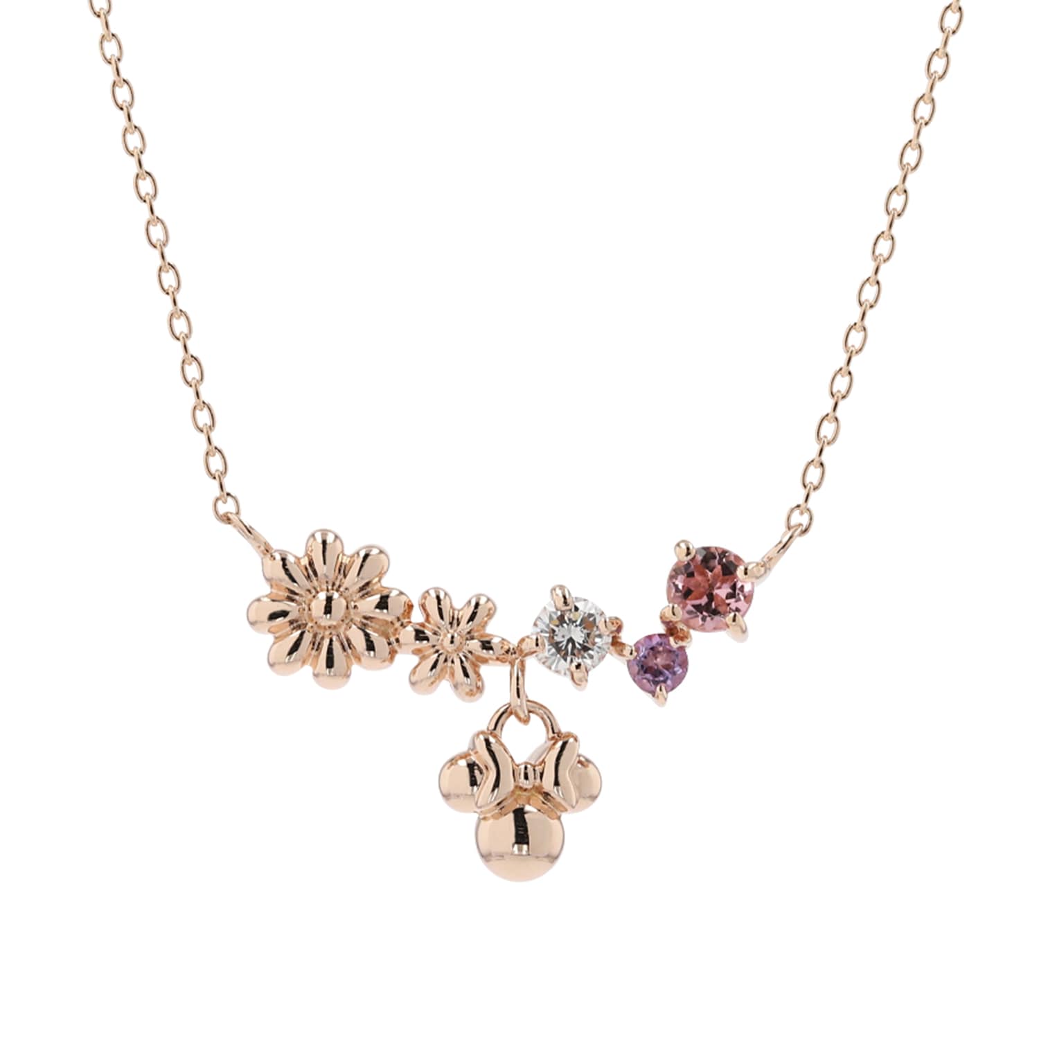 リボン ミニーモチーフ ピンクゴールドK10 9号 リボン ミニーモチーフ