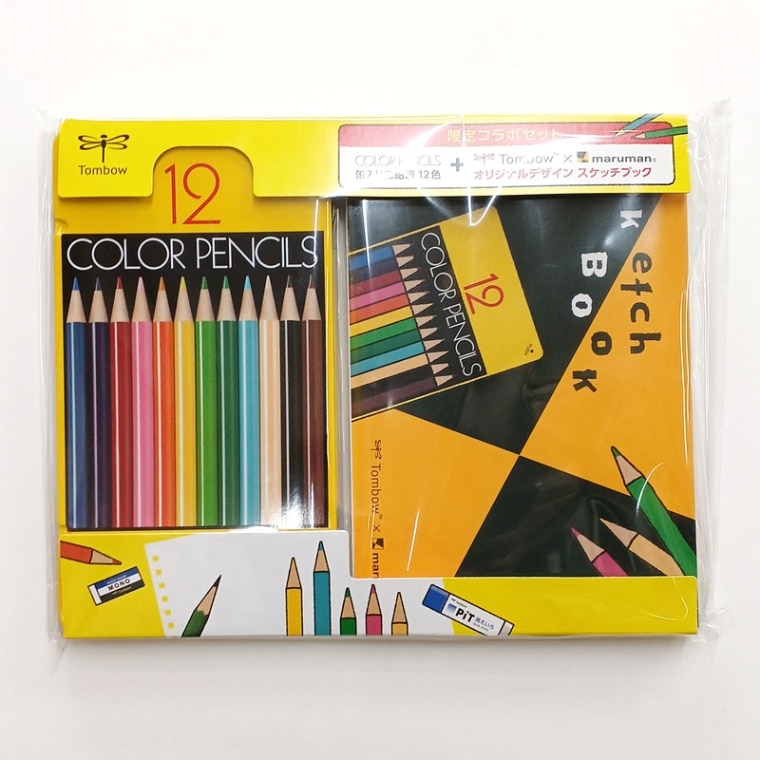 トンボ鉛筆 限定 缶入り色鉛筆＆限定デザインスケッチブックセット PCA