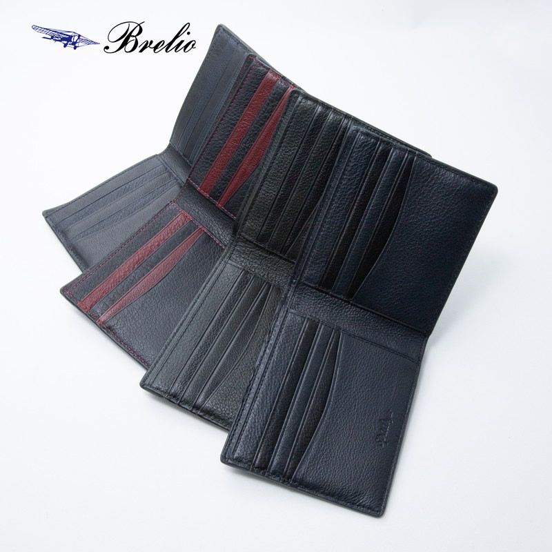 名入れ対象商品】Brelio YAKレザー 二つ折り財布 本革 カードポケット