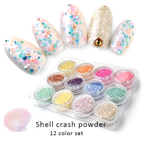 ネコポス 送料無料】訳あり シェルパウダー 12色セット | ネイルアート