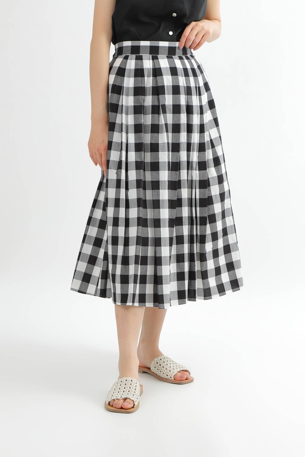 フロントタック]ブロックチェックスカート | きれいめかわいいSサイズ