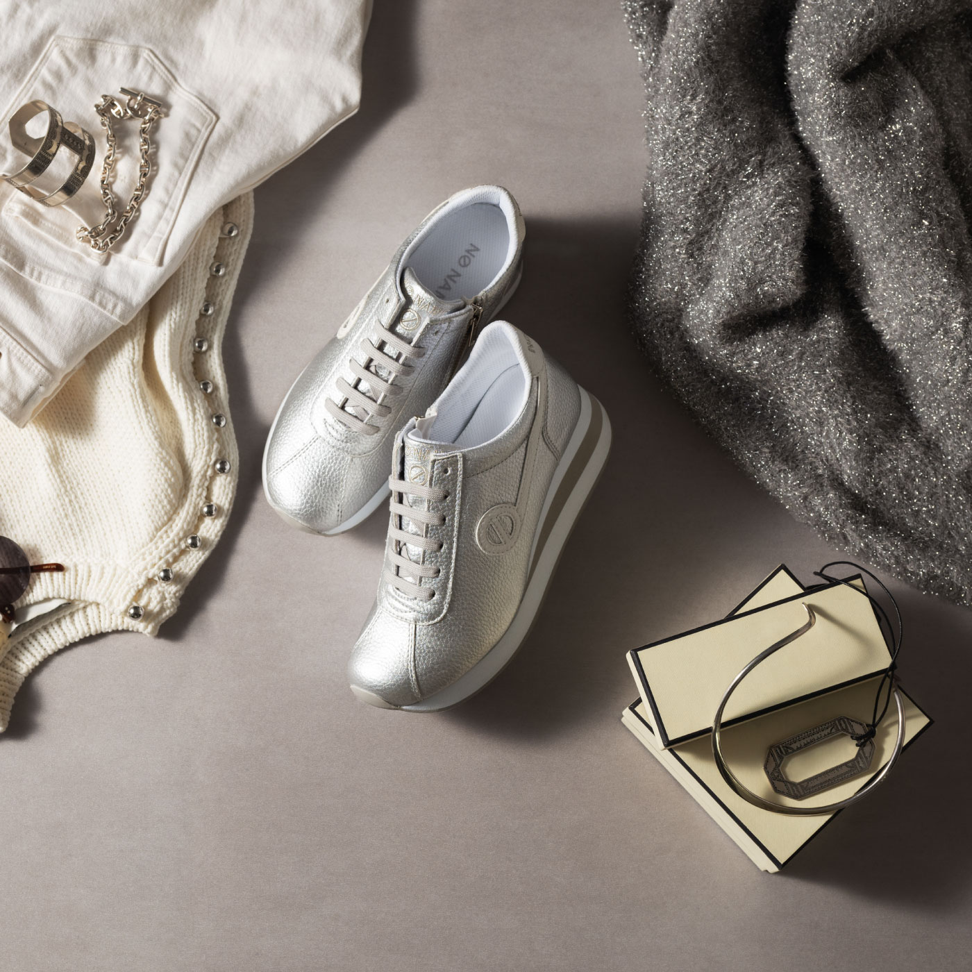 柏木由紀子さんコラボ】NO NAME ノーネーム SPEED-51958-SILVER/WHT