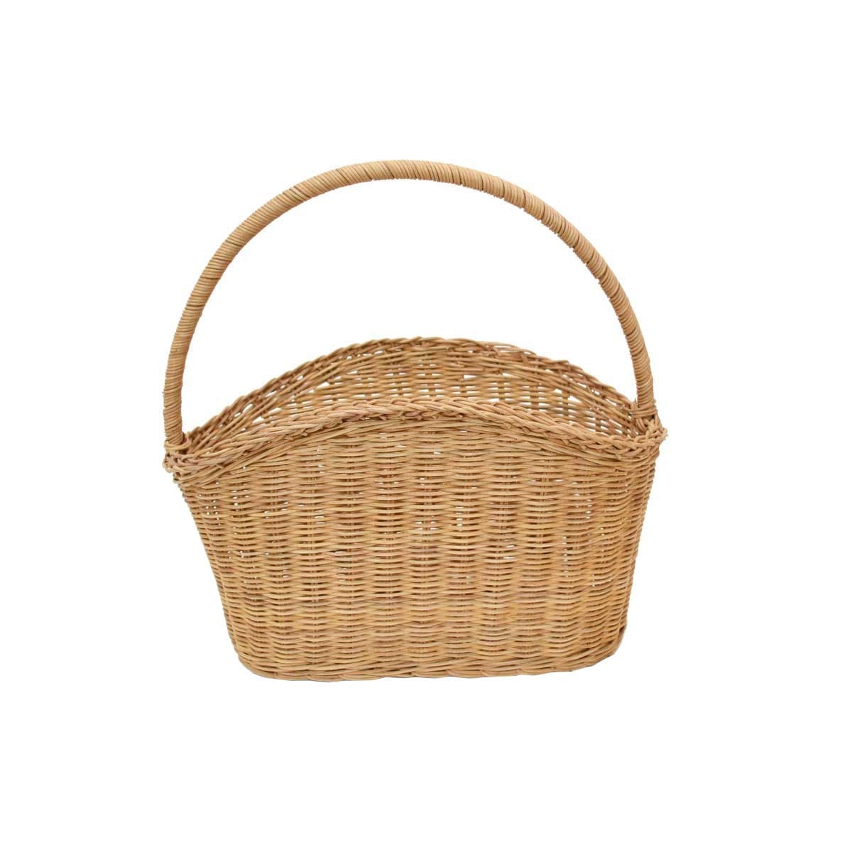 ラタン製 マガジンバスケット 雑誌 新聞 本 収納 籐かご